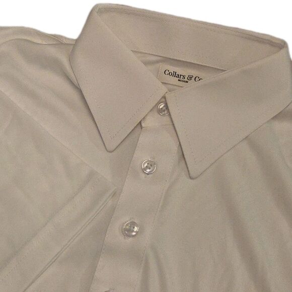 NWOT Collars & Co Men’s M English Spread Collar Polo Shirt – Solid White Read - Picture 1 of 9